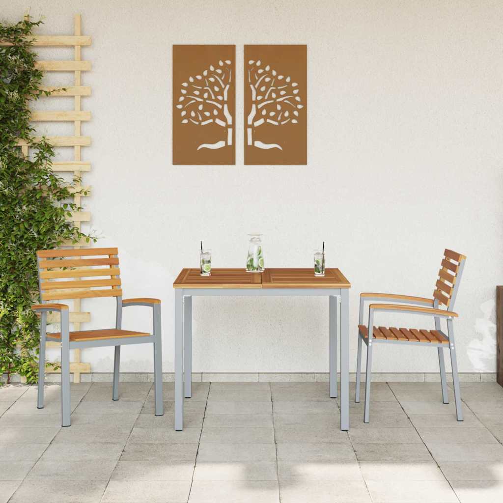 Garden Chair 2 pcs Brown 56 x 57 x 87cm Solid Acacia wood