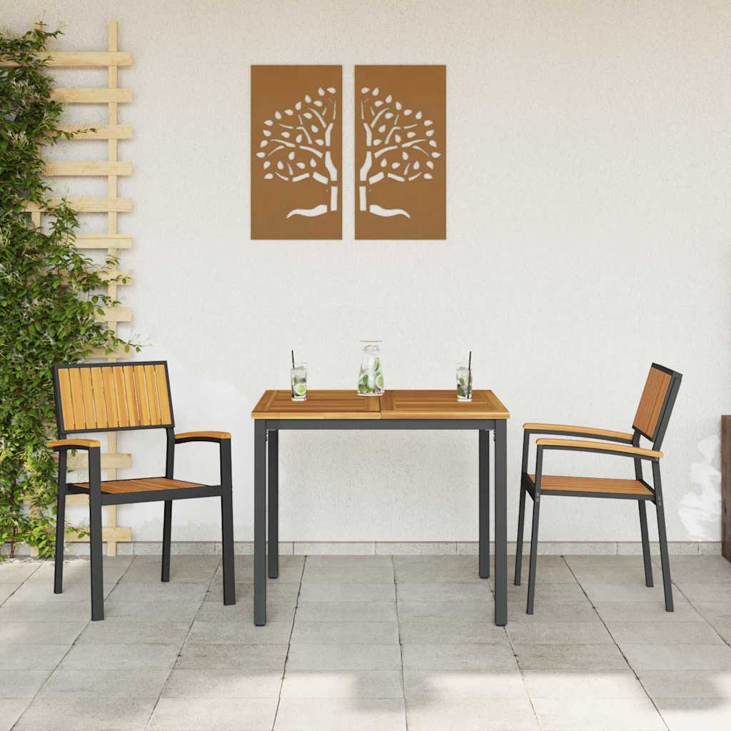 Garden Chair 2 pcs Brown 56 x 57 x 87cm Solid Acacia wood