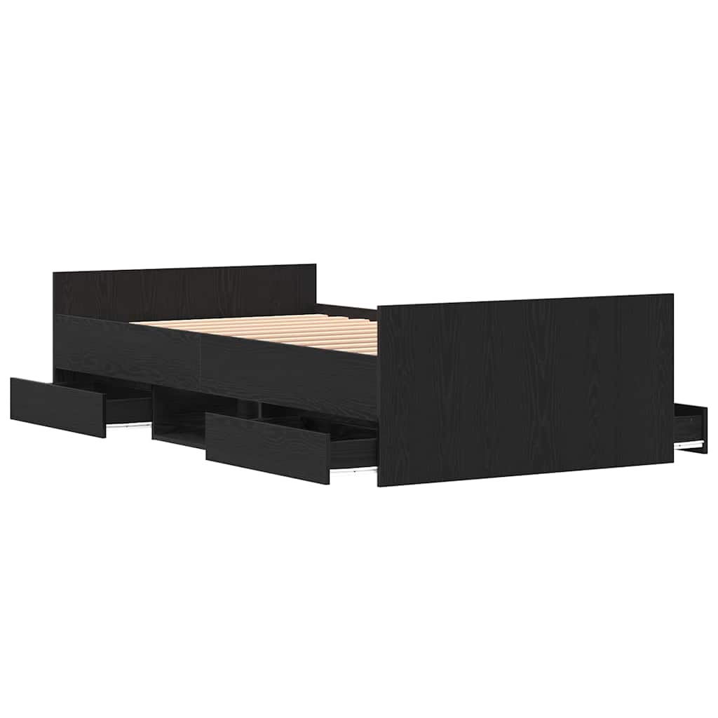 Bed Frame with Headboard Black oak 100 x 200 cm Engineered wood