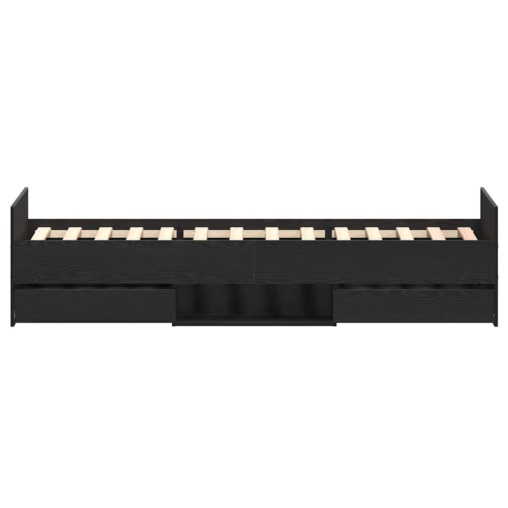 Bed Frame with Headboard Black oak 100 x 200 cm Engineered wood