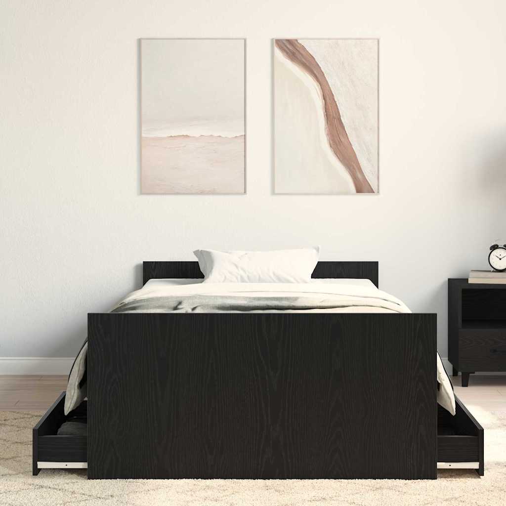 Bed Frame with Headboard Black oak 90 x 200 cm Engineered wood