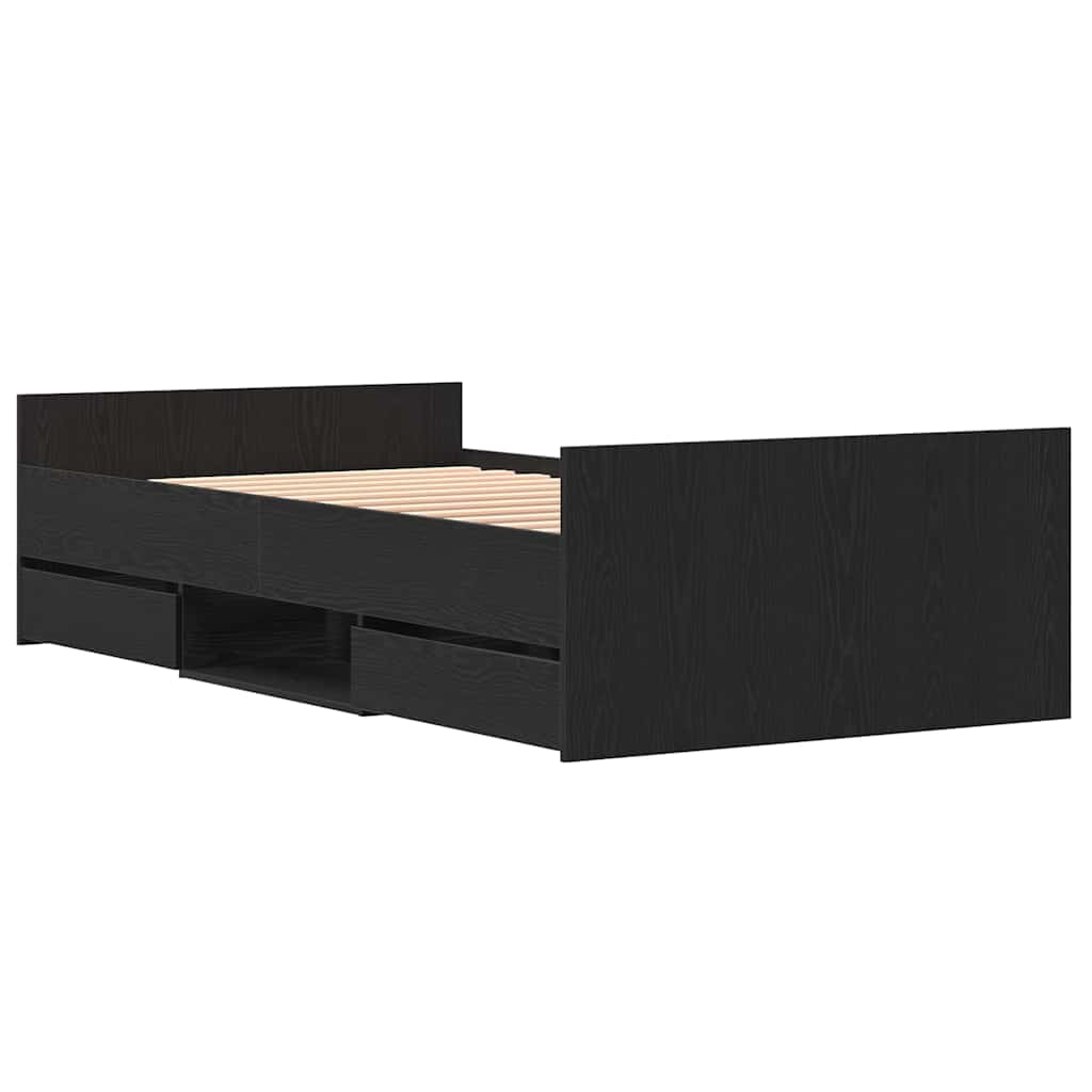 Bed Frame with Headboard Black oak 90 x 200 cm Engineered wood