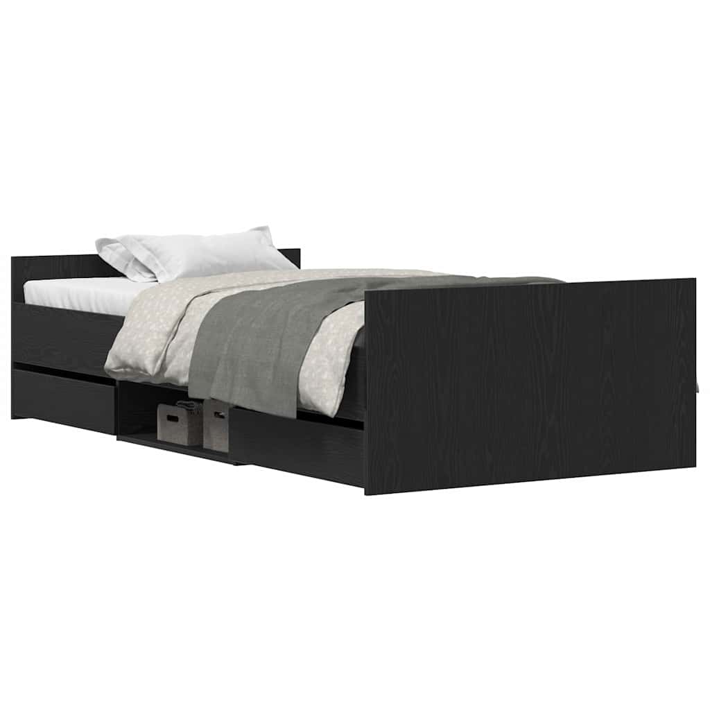 Bed Frame with Headboard Black oak 90 x 200 cm Engineered wood