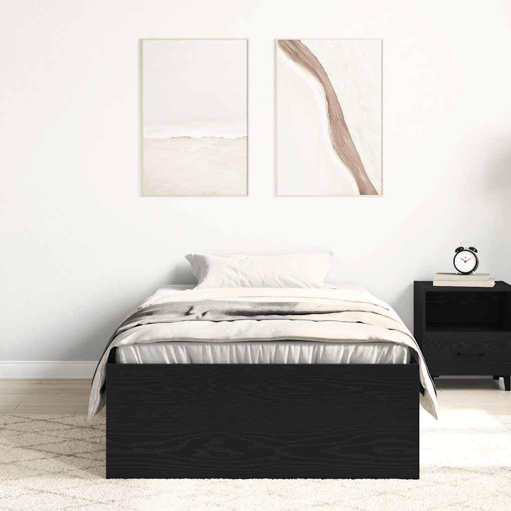 Bed Frame without Mattress Black Oak 90x190 cm Engineered Wood