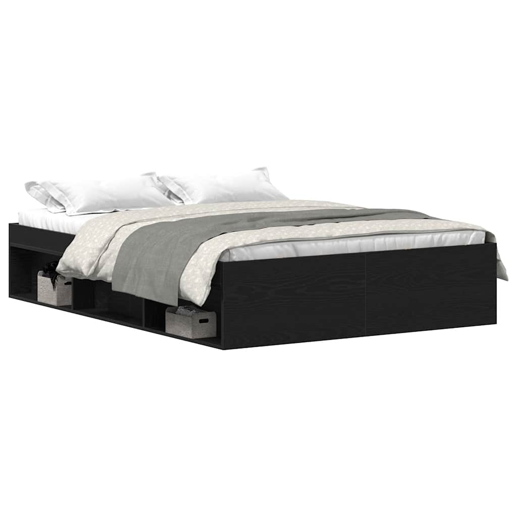 Bed Frame without Mattress Black Oak 120x190 cm Engineered Wood