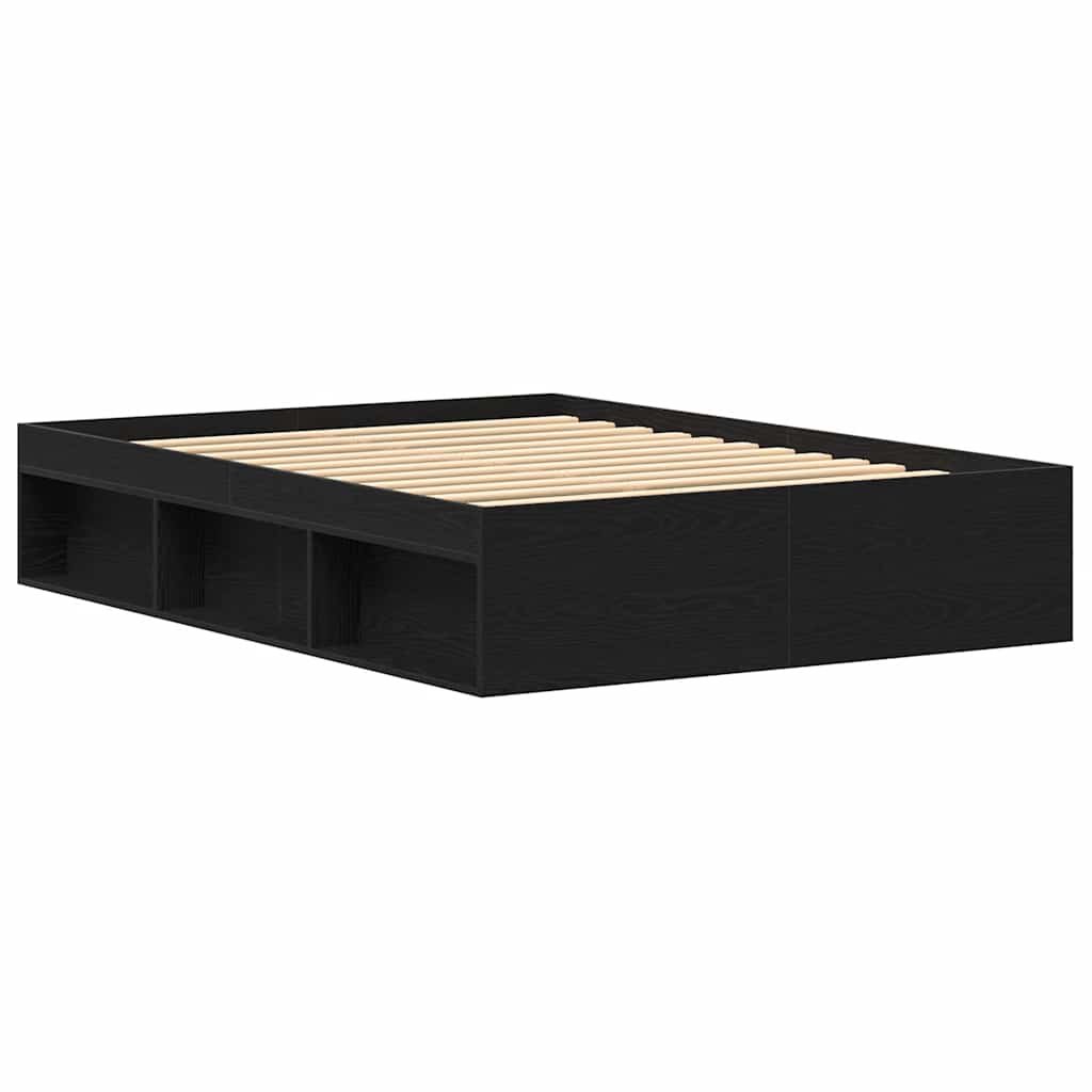 Bed Frame without Mattress Black Oak 120x190 cm Engineered Wood