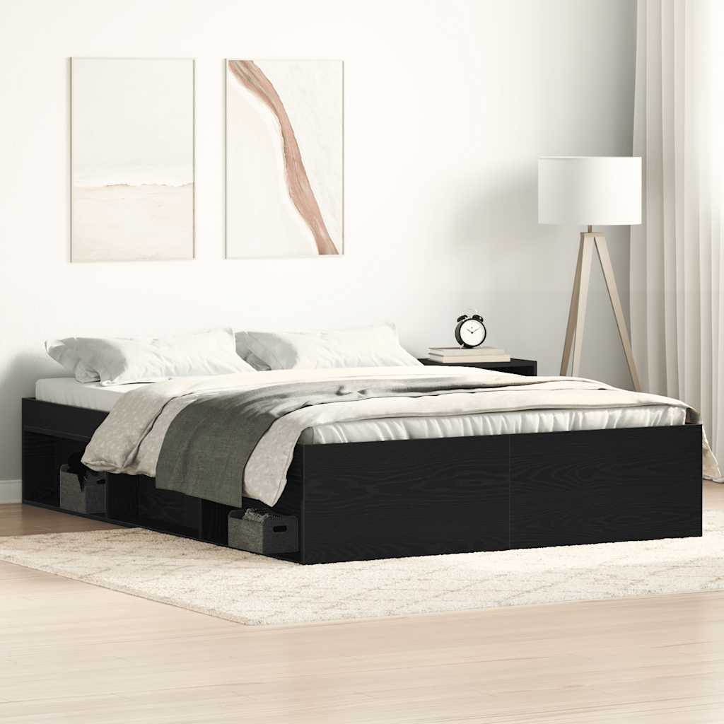 Bed Frame without Mattress Black Oak 120x190 cm Engineered Wood