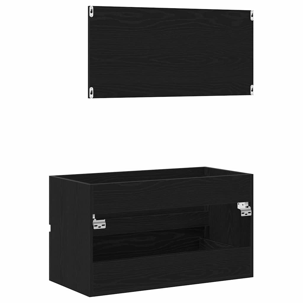 Bathroom Furniture Set 2 pcs Black Oak 80 x 38.5 x 45 cm