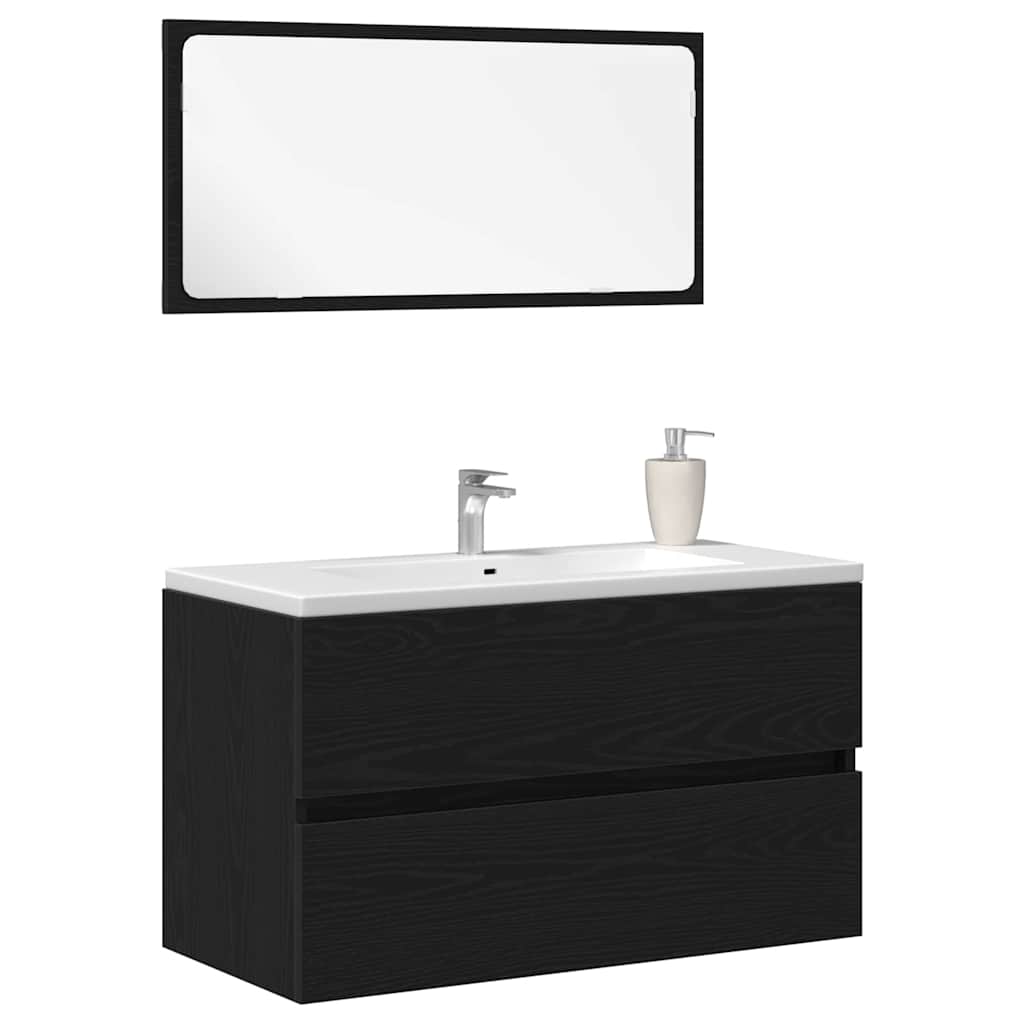 Bathroom Furniture Set 2 pcs Black Oak 80 x 38.5 x 45 cm