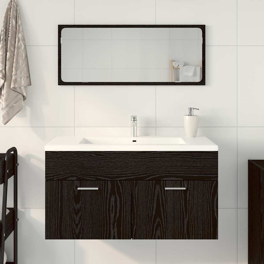Bathroom Furniture Set 2 pcs Black Oak 90 x 38.5 x 46 cm