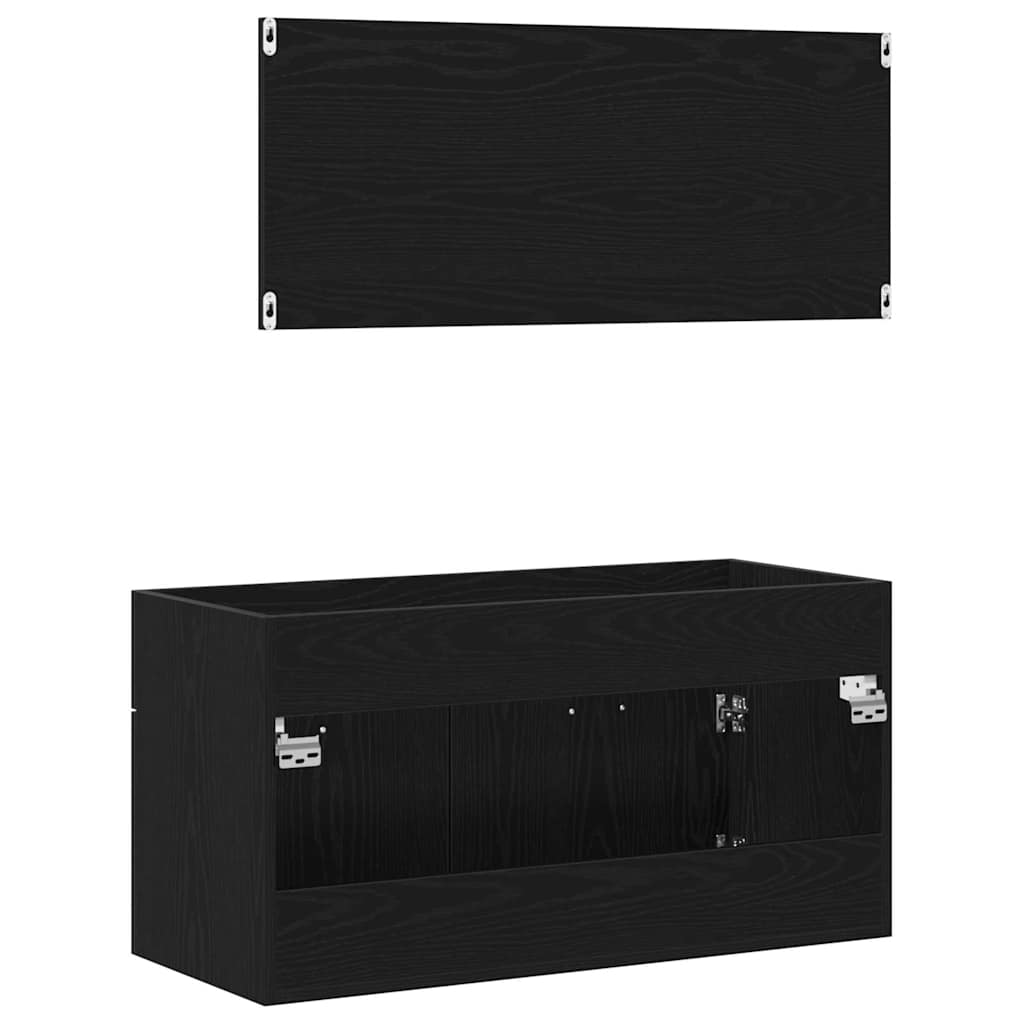 Bathroom Furniture Set 2 pcs Black Oak 90 x 38.5 x 46 cm
