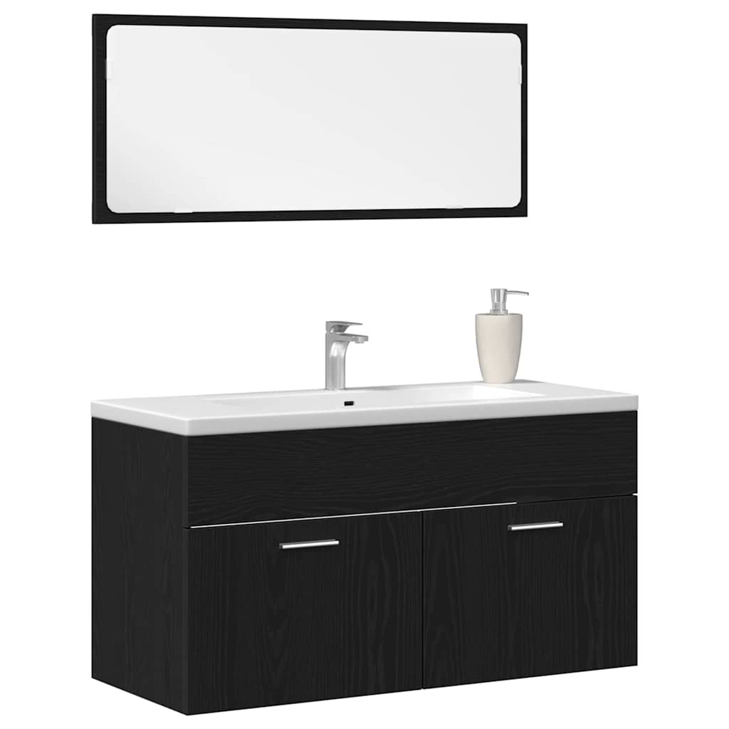 Bathroom Furniture Set 2 pcs Black Oak 90 x 38.5 x 46 cm