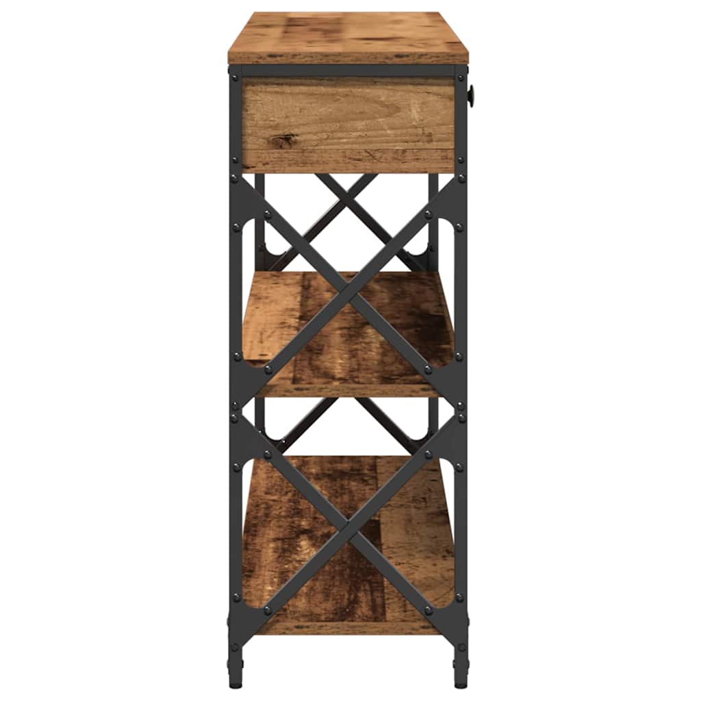 Console Table with Drawer with Shelf Old wood 100 x 28 x 75 cm