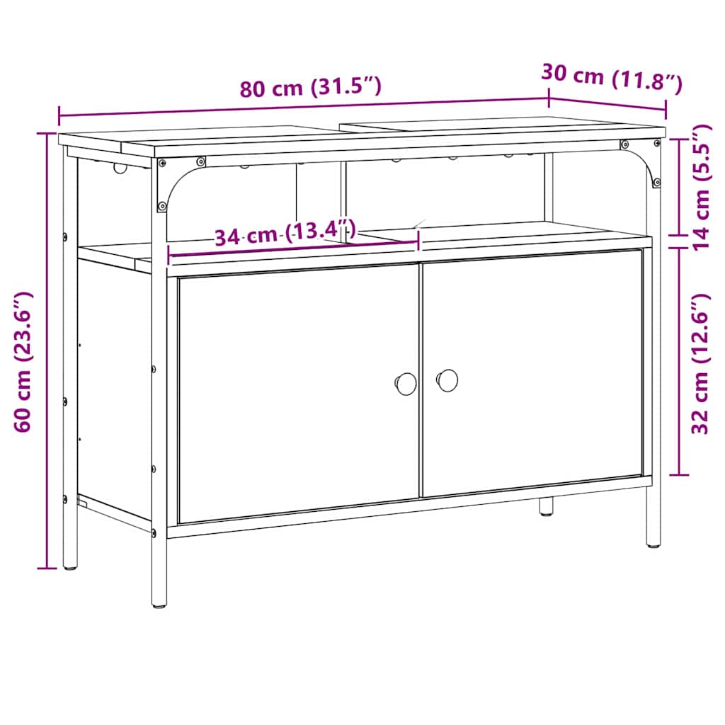 Bathroom Sink Cabinet Brown 80 x 30 x 60 cm Engineered wood