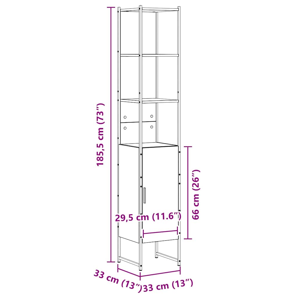 Bathroom Cabinet Beige 33 x 33 x 185.5 cm Engineered wood