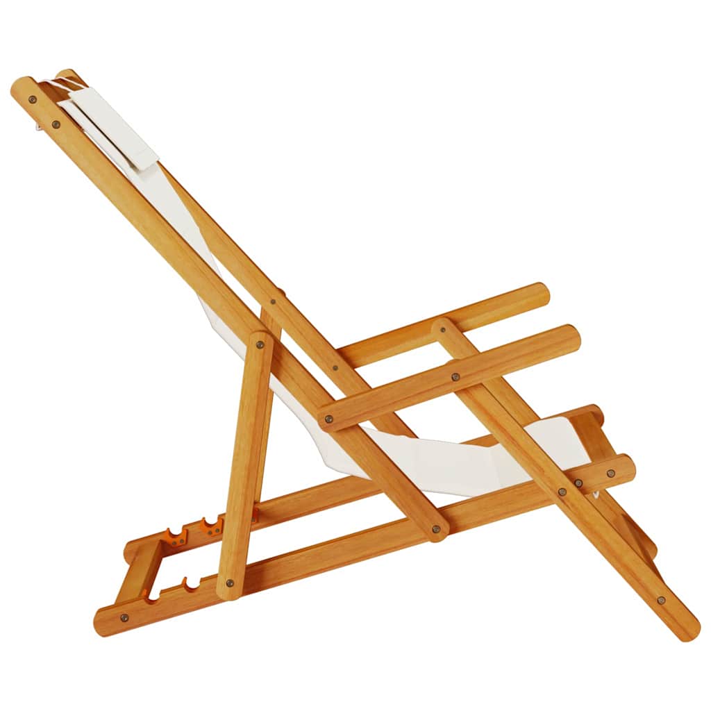Beach Chair with Cushion 2 pcs Brown x x Solid Acacia wood