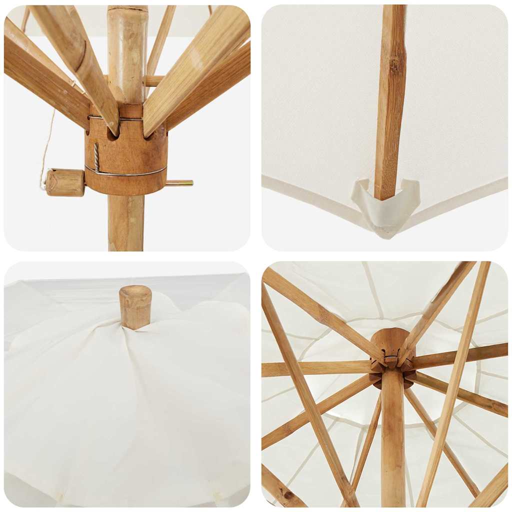 Garden Parasol Cream white 270 x 270 x 260 cm Bamboo
