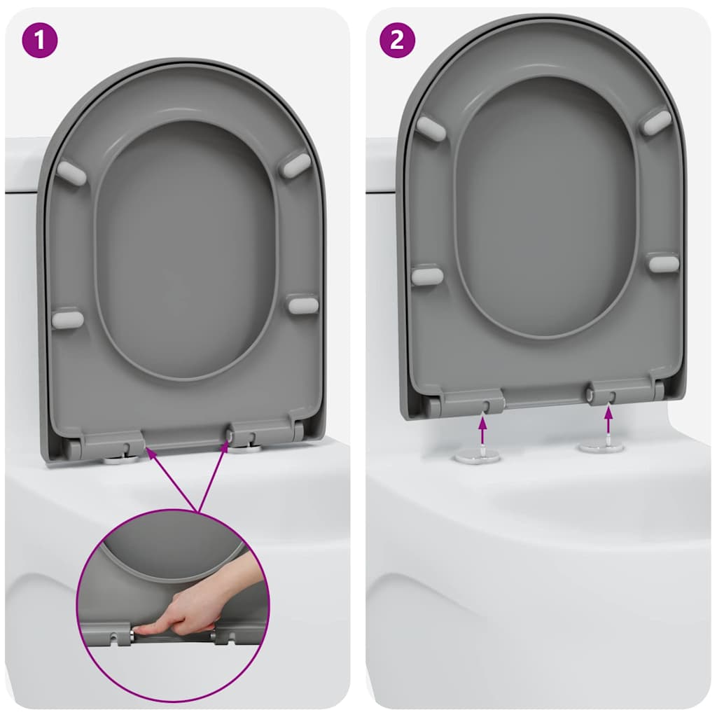 Quick Release Toilet suitable for Seat Grey 46.2 x 36 x 4.3 cm