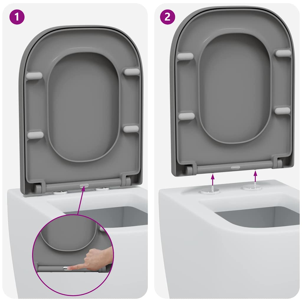 Quick Release Toilet suitable for Seat Grey 44.5 x 35 x 3.6 cm
