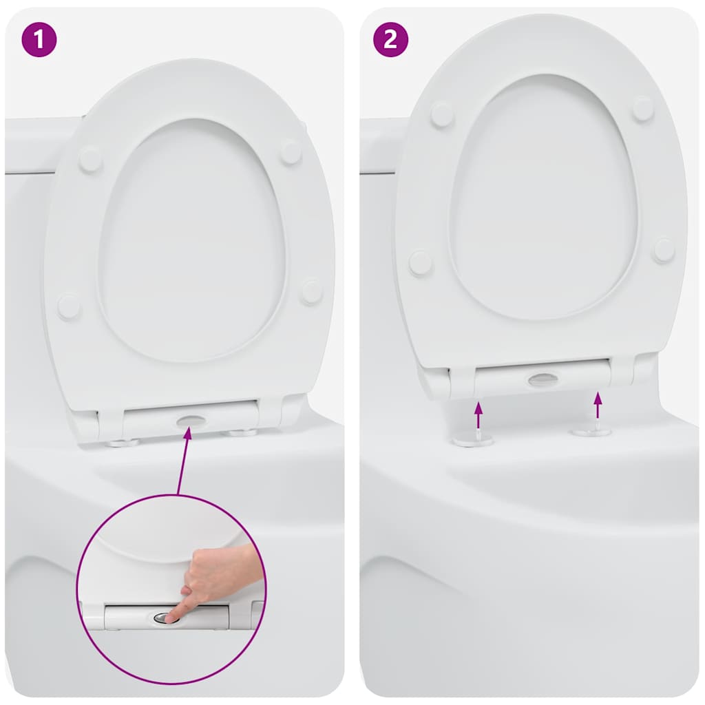 Quick Release Toilet suitable for Seat White 45.5 x 37.5 x 3.8 cm Duroplast