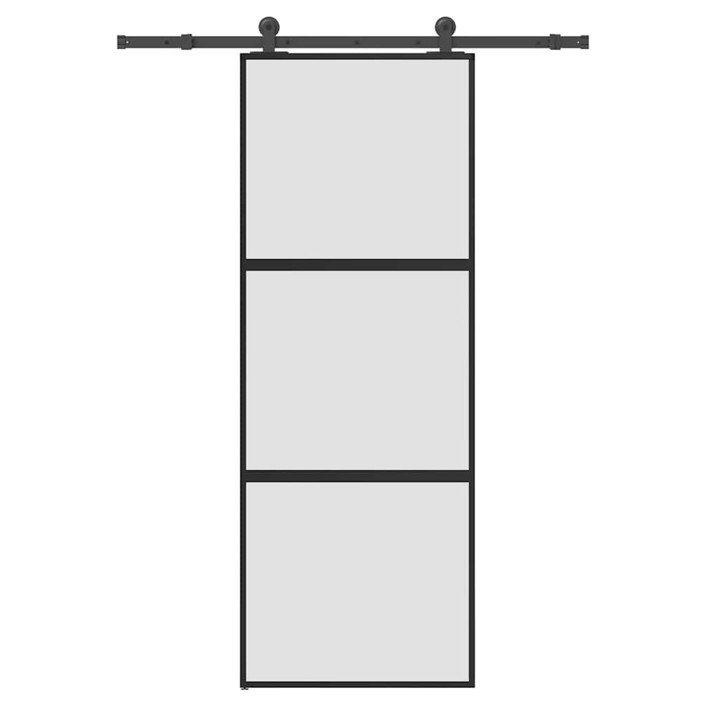Sliding Door with Hardware Set 76x205 cm Tempered Glass&Aluminium