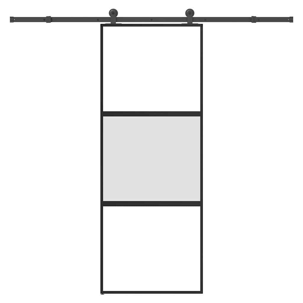 Sliding Door with Hardware Set 76x205 cm Tempered Glass&Aluminium