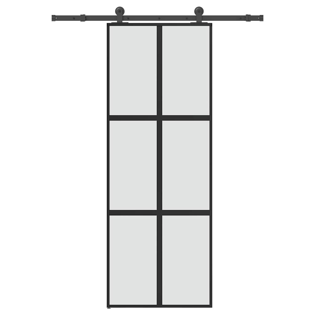 Sliding Door with Hardware Set 76x205 cm Tempered Glass&Aluminium