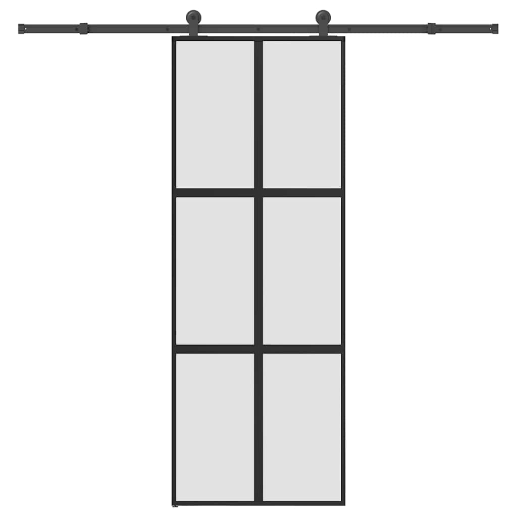 Sliding Door with Hardware Set 76x205 cm Tempered Glass&Aluminium