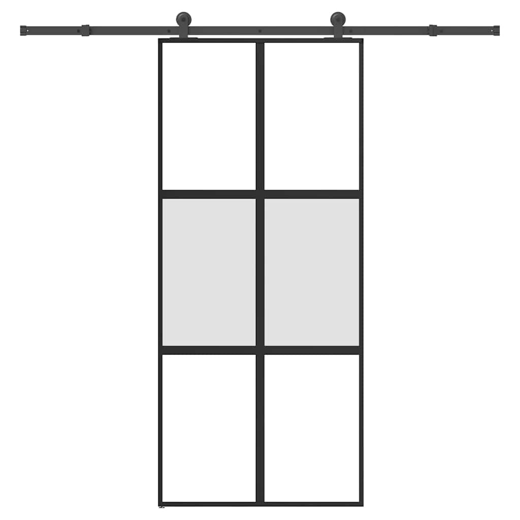 Sliding Door with Hardware Set 90x205 cm Tempered Glass&Aluminium