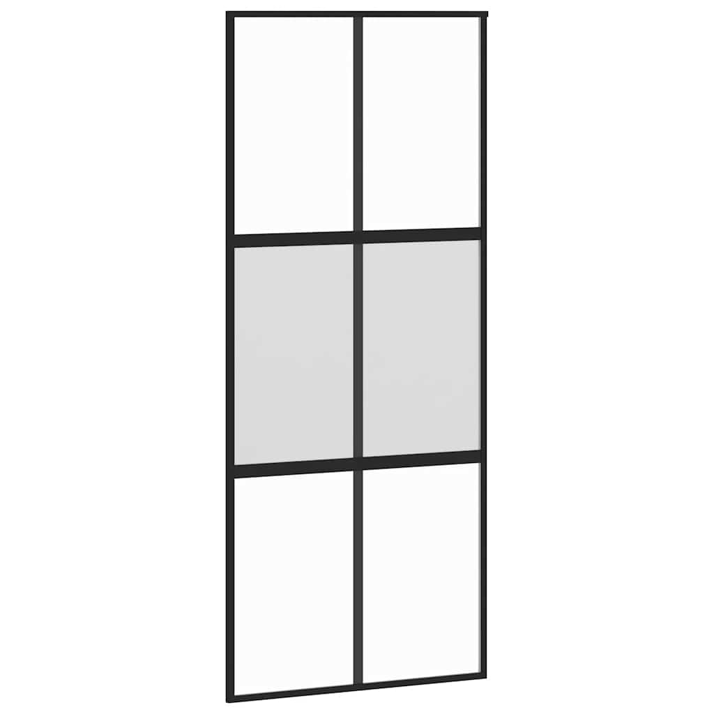 Sliding Door with Hardware Set 90x205 cm Tempered Glass&Aluminium