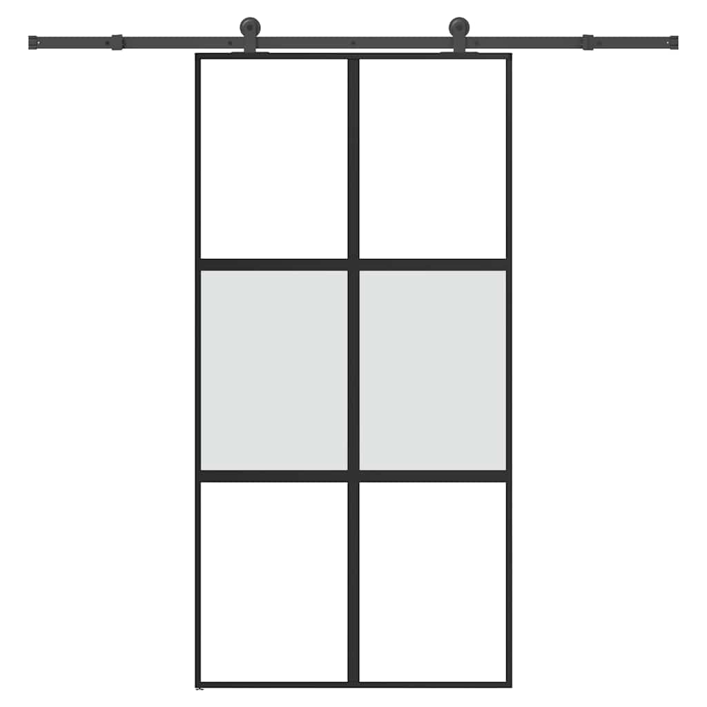 Sliding Door with Hardware Set 102,5x205 cm Tempered Glass&Aluminium