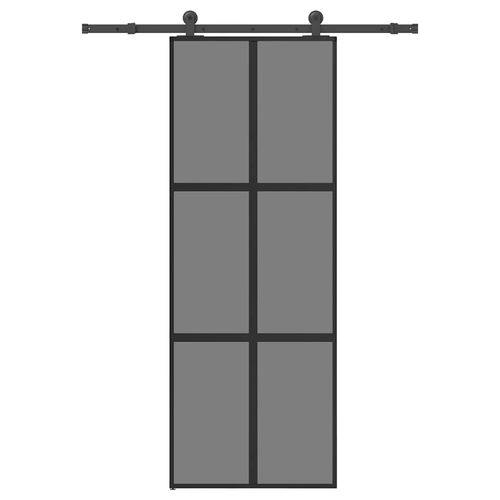 Sliding Door with Hardware Set 76x205 cm Tempered Glass&Aluminium