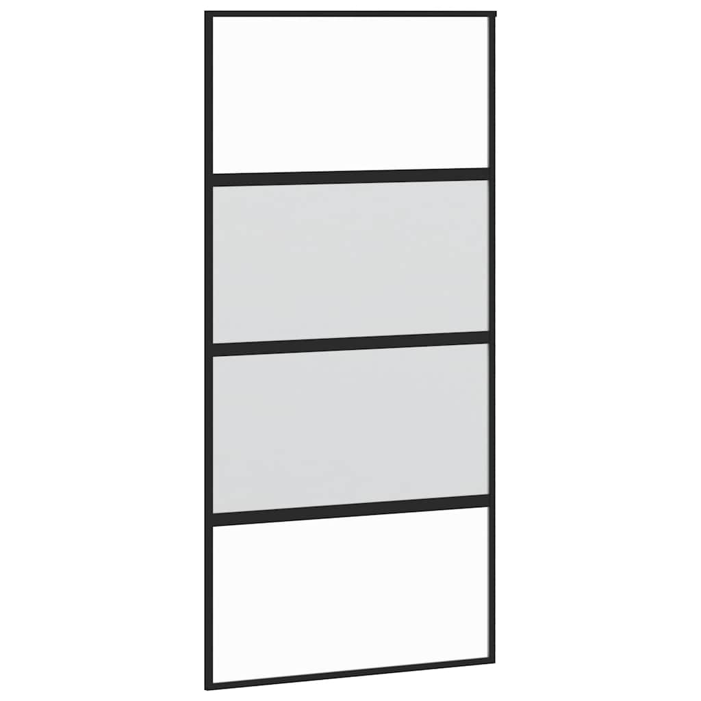 Sliding Door with Hardware Set 102.5x205 cm Tempered Glass&Aluminium