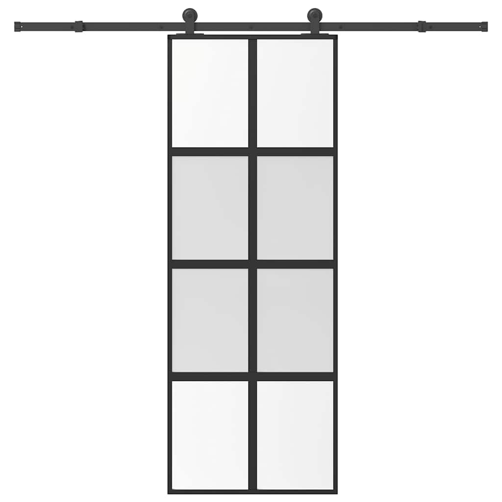 Sliding Door with Hardware Set 76x205 cm Tempered Glass&Aluminium