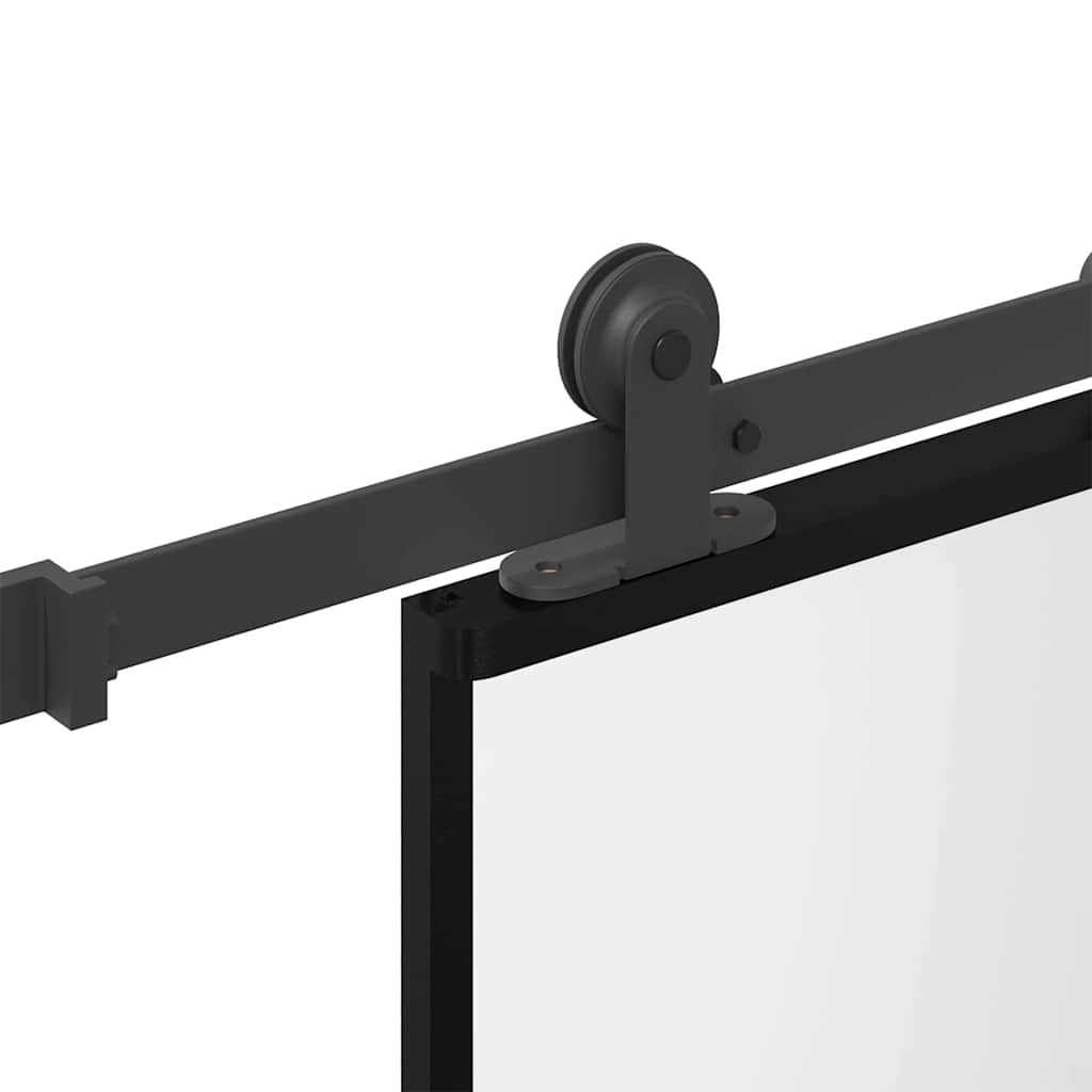 Sliding Door with Hardware Set 76x205 cm Tempered Glass&Aluminium