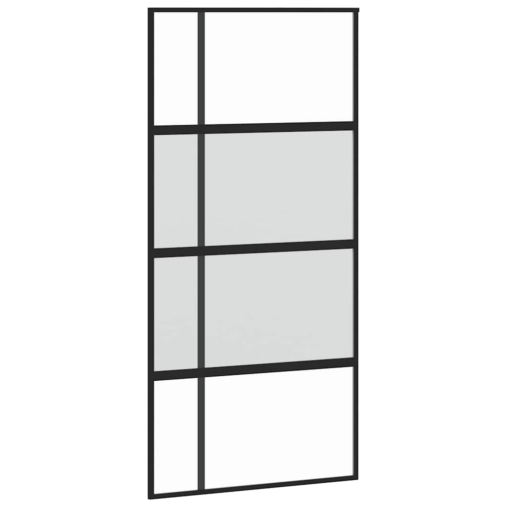 Sliding Door with Hardware Set 102.5x205 cm Tempered Glass and Aluminium