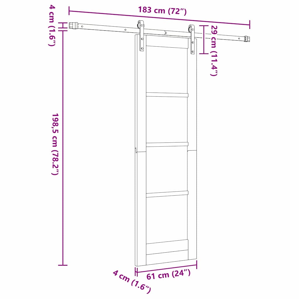 Sliding Door ORKDAL Brown 61 x 198.5 cm Solid Pine wood