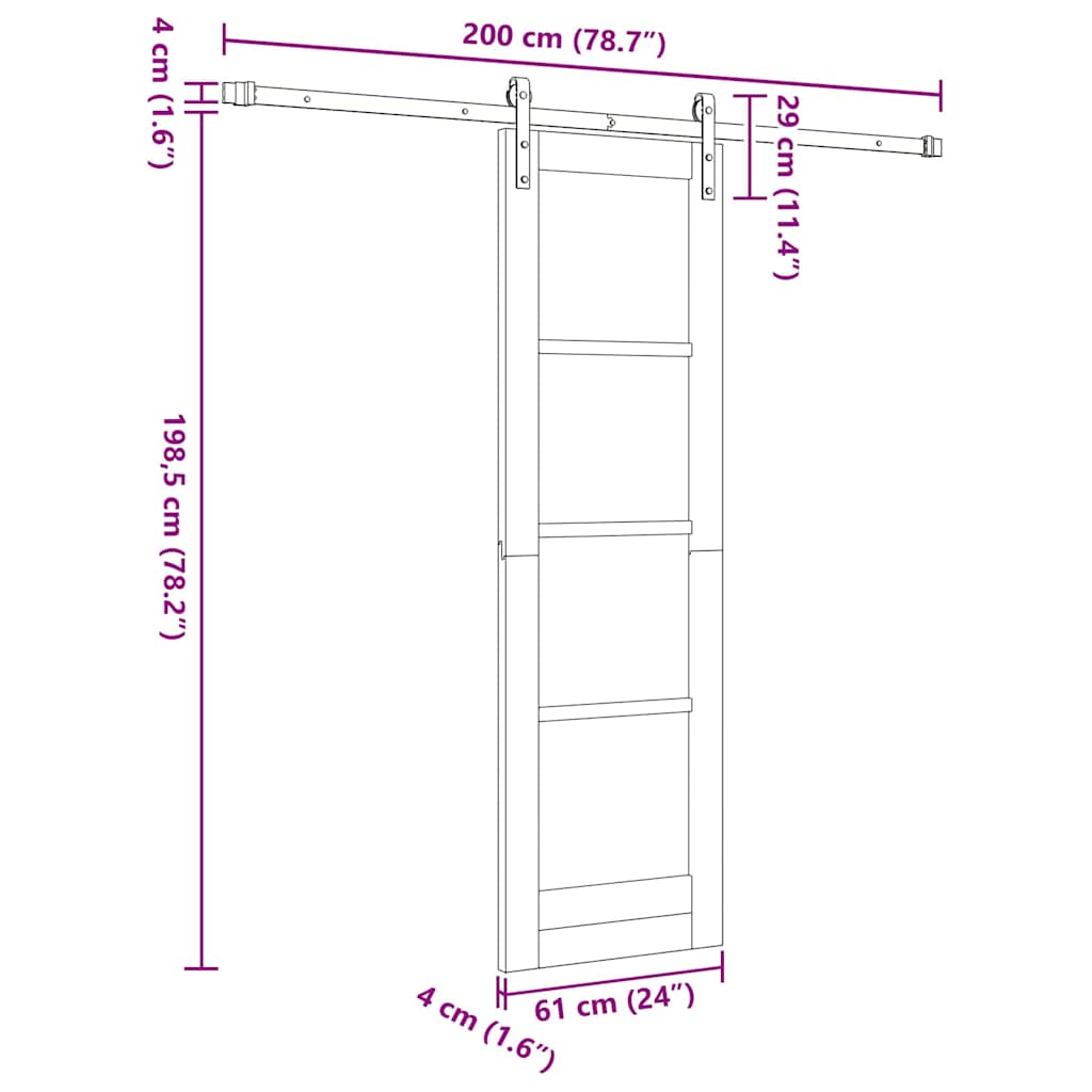 Sliding Door ORKDAL Brown 61 x 198.5 cm Solid Pine wood