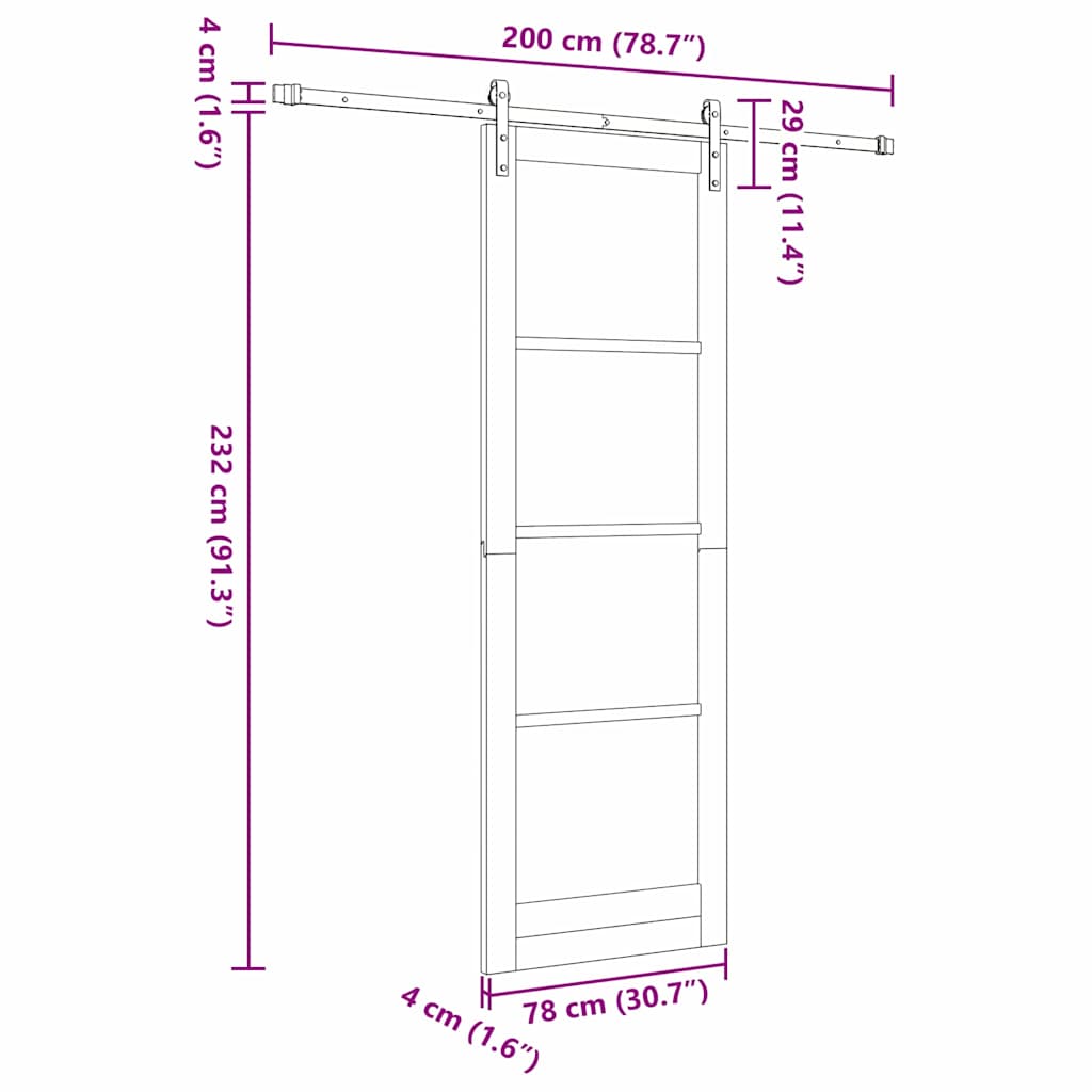 Sliding Door ORKDAL Brown 78 x 232 cm Solid Pine wood