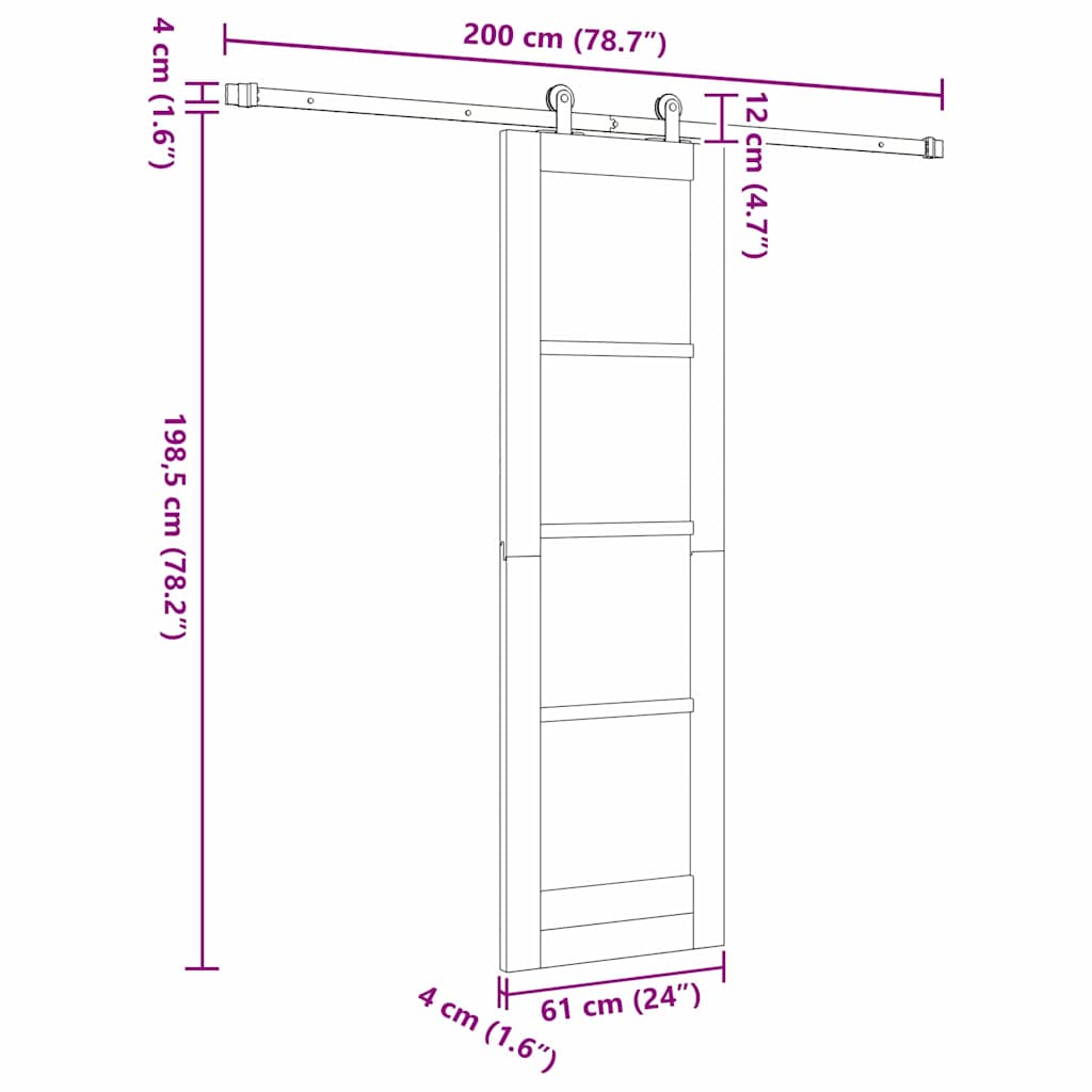 Sliding Door Manual ORKDAL Brown 61 x 198.5 cm Wood and metal