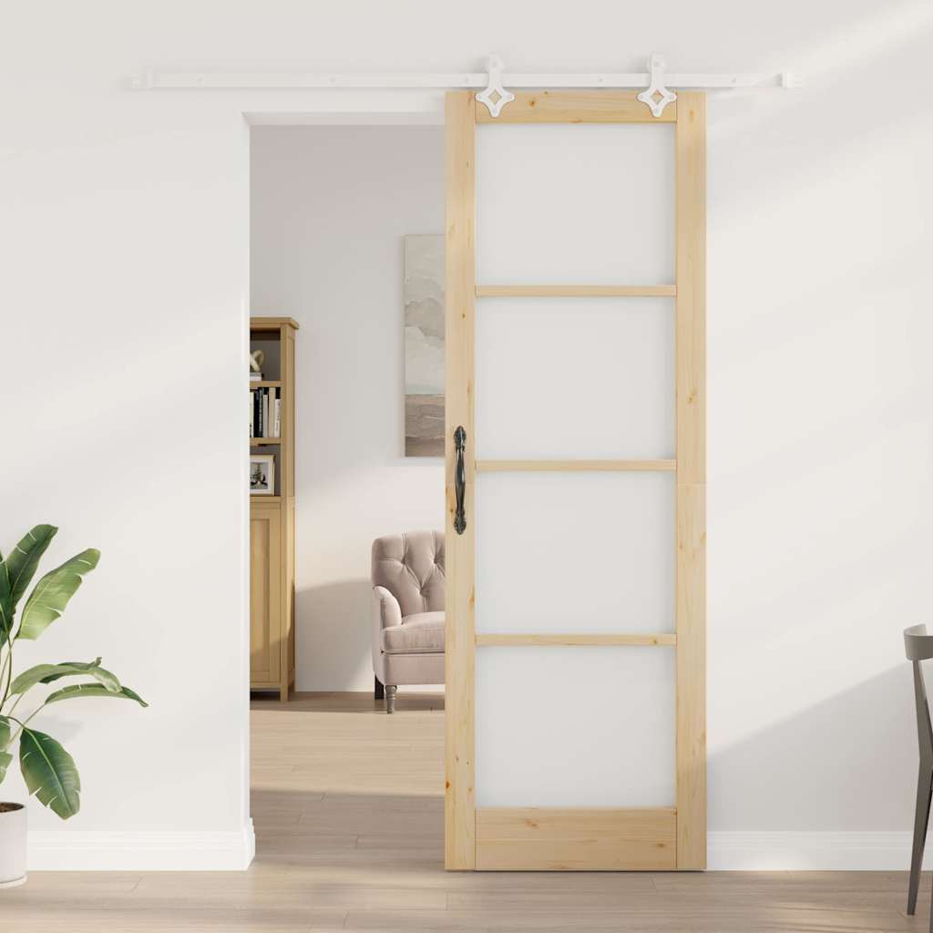 Sliding Door Manual Brown 78 x 232 cm Wood and metal