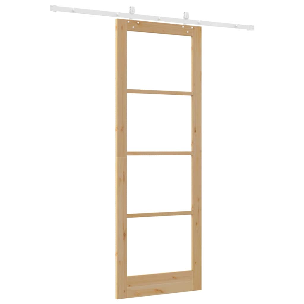 Sliding Door Manual Brown 83 x 232 cm Wood and metal