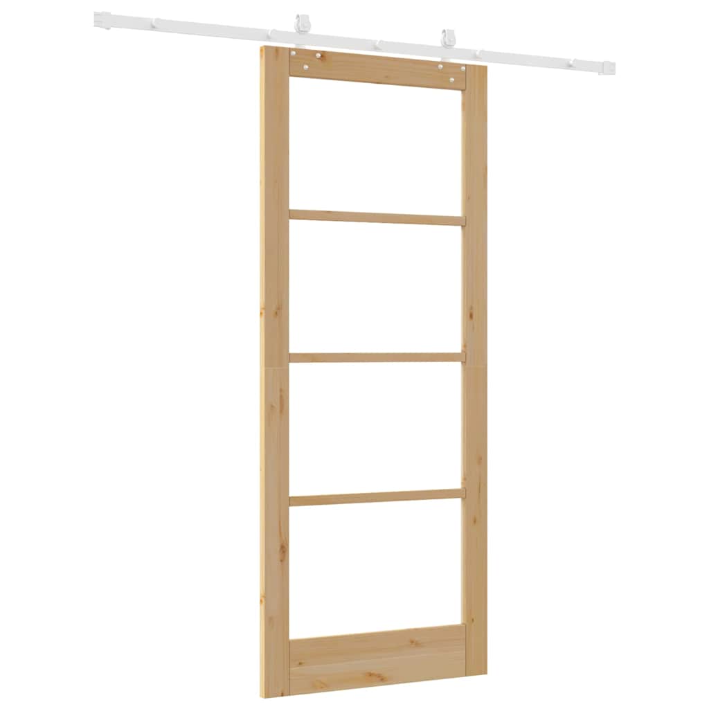Sliding Door Manual Brown 86 x 211 cm Wood and metal