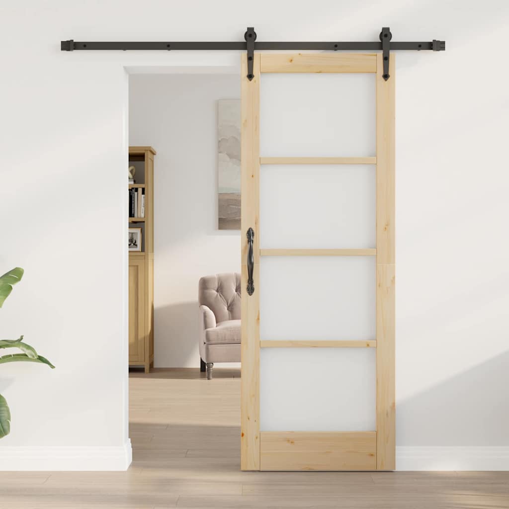 Sliding Door Manual Brown 73.5 x 198.5 cm Wood and metal