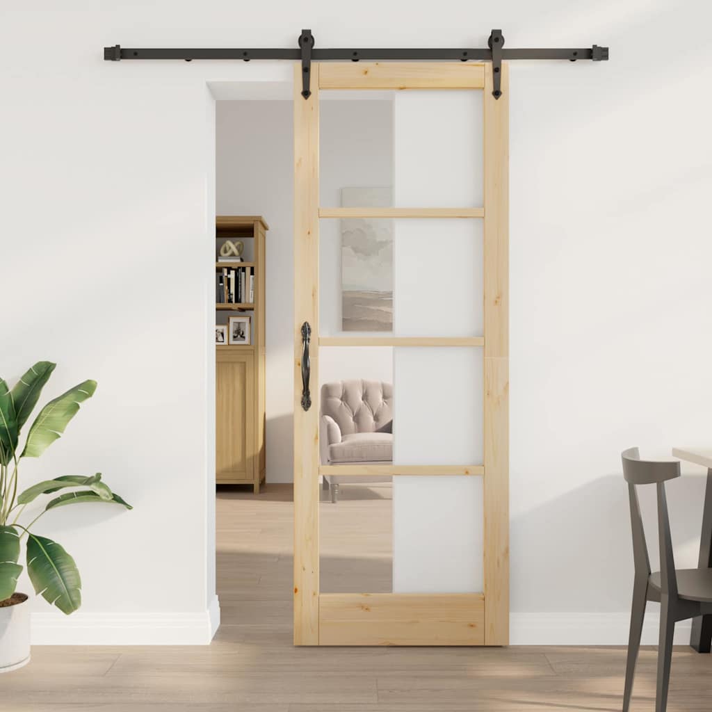 Sliding Door Manual Brown 78 x 211 cm Wood and metal