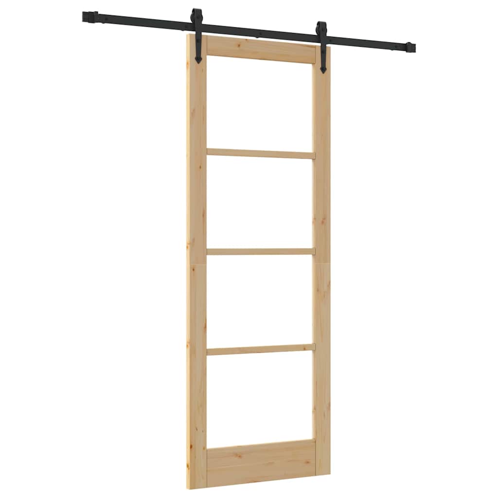 Sliding Door Manual Brown 78 x 211 cm Wood and metal