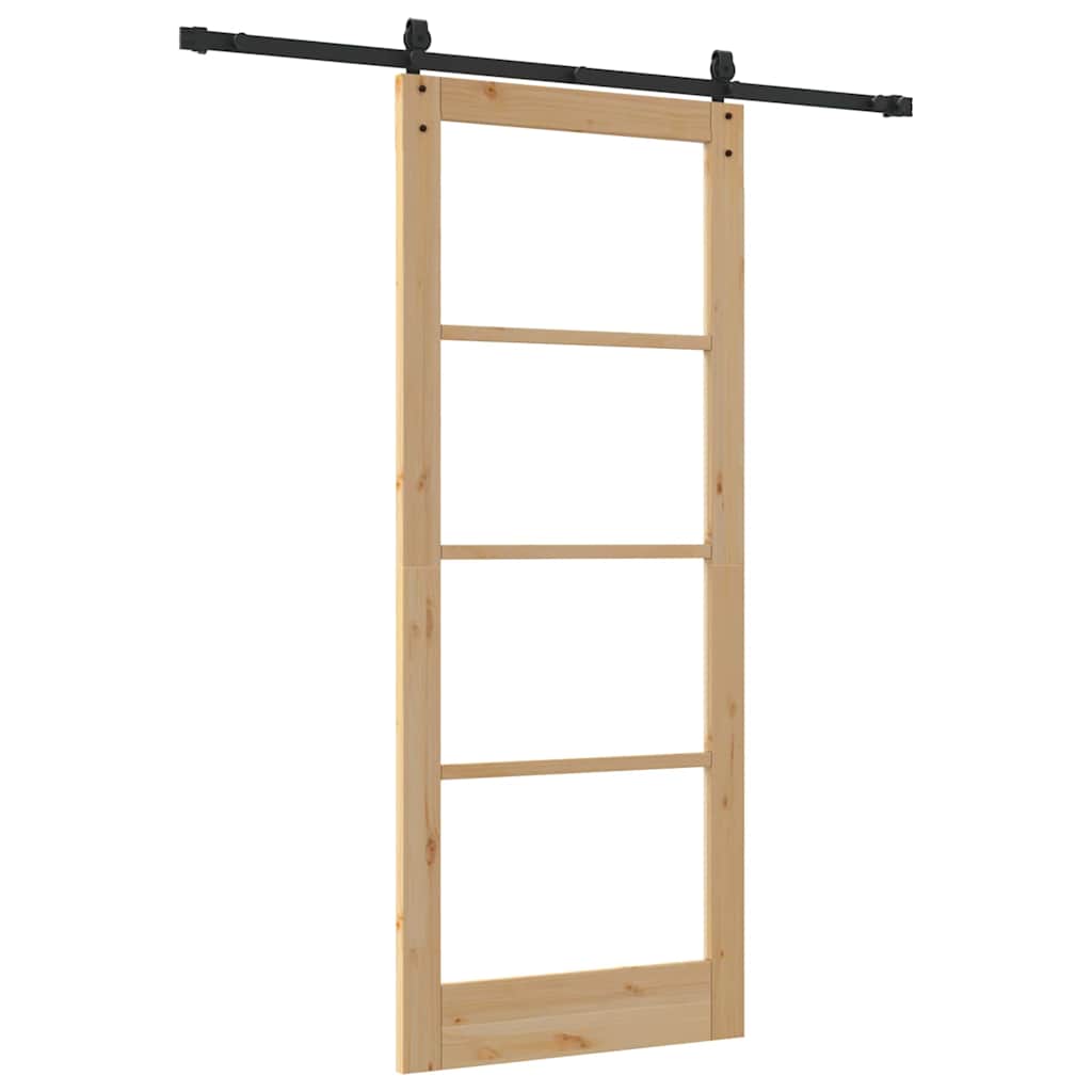 Sliding Door Manual Brown 86 x 211 cm Wood and metal