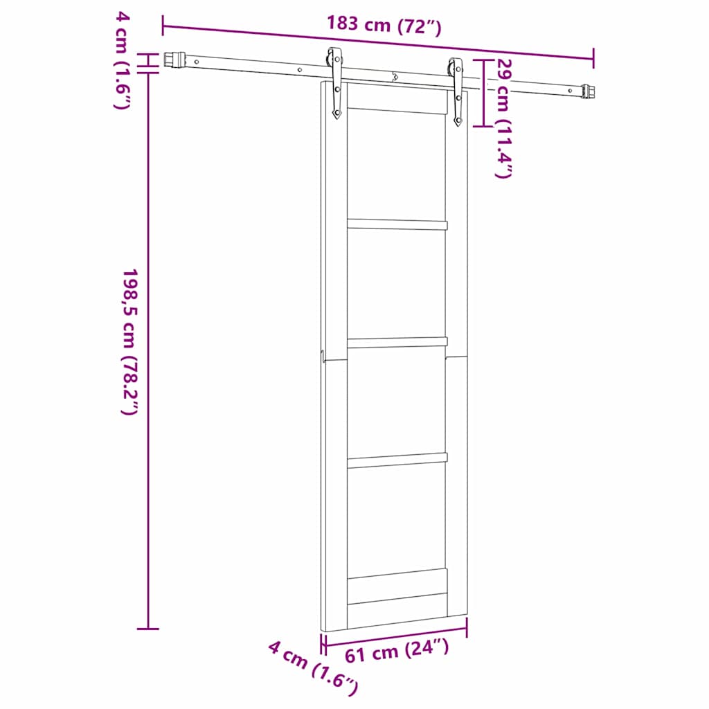 Sliding Door Manual Brown 61 x 198.5 cm Wood and metal