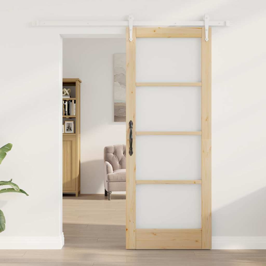 Sliding Door Manual Brown 78 x 202 cm Wood and metal