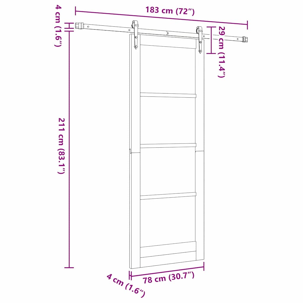 Sliding Door Manual White 78 x 211 cm Wood and metal
